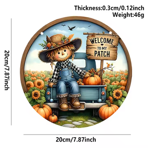 <strong>Scarecrow</strong> Window <strong>Decoration</strong> Thanksgiving Pumpkin Pendant Harvest Festival Wooden Wreath Door <strong>Decoration</strong> - Product Image 6