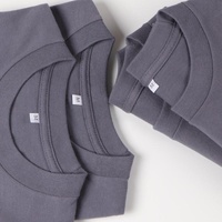 T-shirt gris oversize à col rond en coton mélangé tricoté épais, streetwear décontracté pour homme