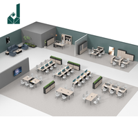 Poste de travail modulaire avec cloisons, cabines modernes pour centre d'appels avec gestion des câbles, passe-câbles et écran acoustique pour bureau du personnel