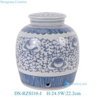 DS-RZSI10-J Lampe en porcelaine bleue et blanche de style Ming avec motif floral pour la décoration de la maison et des hôtels