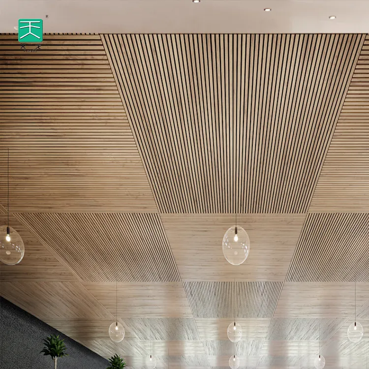 Tiange Modern Interior Walls Oak Akupanel Grey Oak pannello a doghe acustiche pannello in legno Akustik