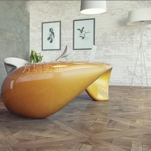 Mostrador de Recepción de Fibra de Vidrio Ovalado, Muebles de Oficina Contemporáneos con Acabado Brillante para Edificios de Oficinas - Product Image 4