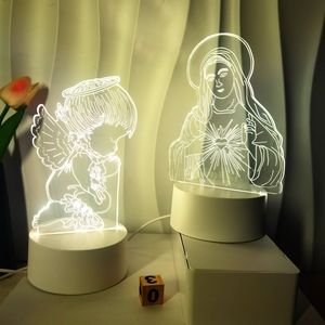 Factory Wholesale Christian Jesus Virgin Mary Statue Night <b>Light</b> Decor Favor Gifts Toys Led Night Lamp 3D Acrylic <b>Light</b> Lamp - Product Image 3