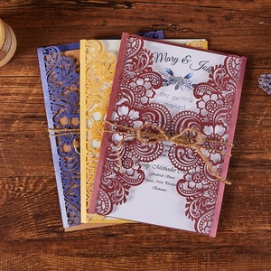 <span class=keywords><strong>Cartes</strong></span> d'invitation de mariage découpées au laser - Product Image 6