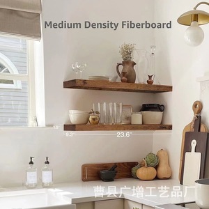 <b>Wall</b> <b>Mounted</b> Wooden Storage Rack Single <b>Shelf</b> Natural Wood Color Durable Multipurpose For Living Room Bedroom - Product Image 5