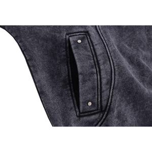 เสื้อฮู้ดดี้ผู้ชายแบบสั่งทำขายส่ง ดีไซน์เองได้ ซิป ¼  ผ้าคอตตอนผสม ล้างสีแบบ Acid Wash สีดำ สำหรับ Denim Tears Active - Product Image 5