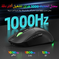 Ratón Inalámbrico Mecánico para Juegos de 2.4ghz Recargable con Retroiluminación RGB, Ratón Portátil para Oficina y Juegos de 1000HZ y 12800DPI para PC