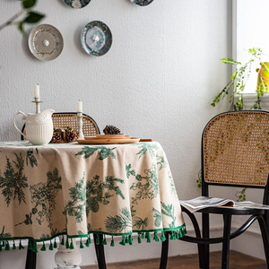 Tovaglia rotonda di lino con Design rustico Jacquard riutilizzabile naturale tessuto di tessuto per banchetti di festa di nozze - Product Image 6