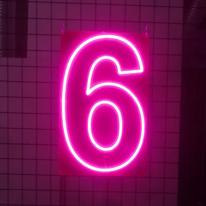 Hot Sale sechs alles Gute zum Geburtstag Nummer Hochzeit RGB führte Neonlichter benutzer definierte Zeichen