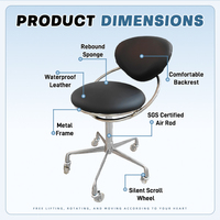 Tabouret de pédicure en cuir pour salon de beauté, design spécial, avec dossier et 5 roulettes