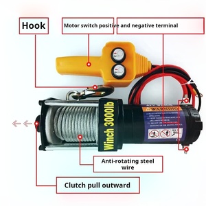 Hot-selling Off-Road Vehicle <strong>Winch</strong> 3000lb <strong>Jeep</strong> Electric <strong>Winch</strong> 12V 24V Wireless Remote Control 6m Rope Car Boat Anchor - Product Image 3