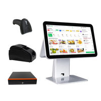Vente en gros de terminaux de point de vente Android à écran plat simple ou double de 15,6 pouces, matériel de caisse enregistreuse pour restaurant
