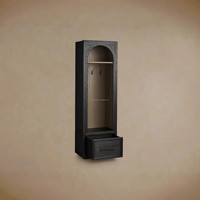 Porte-manteau fin en bois massif français, meuble d'entrée arqué pour petit hall, armoire de vestiaire, unité de rangement d'angle