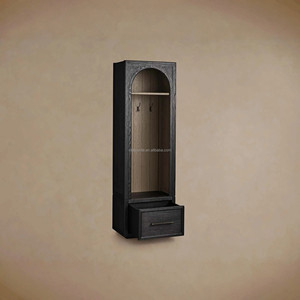 Porte-manteau fin <span class=keywords><strong>en</strong></span> bois massif français, meuble d'entrée arqué pour petit hall, armoire de vestiaire, unité de rangement d'angle - Product Image 5