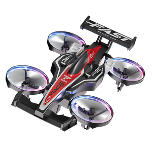 Jouet Quadricoptère <span class=keywords><strong>RC</strong></span> 2-en-1 : Voiture Télécommandée 2,4 GHz, Drone <span class=keywords><strong>RC</strong></span> et Voiture de Course Terrestre avec Éclairage, Capotonnements 360° et Fonction de Dérapage - Product Image 1