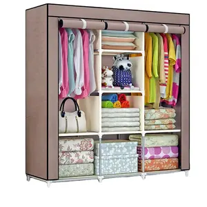 mobile home furniture FACTORY SELL Low Price Fabric combined portable wardrobe Stainless steel wardrobe Home furniture