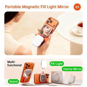 Lampe à <span class=keywords><strong>selfie</strong></span> magnétique compatible MagSafe, lumière d'appoint LED 360°, miroir, température de couleur réglable, design portable et pliable - Product Image 2