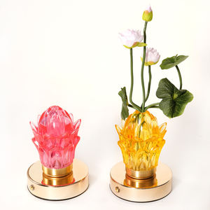 Vase lumineux en verre à la œillets, fleur artificielle, veilleuse, chambre à coucher, salon, lampe de table créative à LED, cadeau de fête des mères - Product Image 6