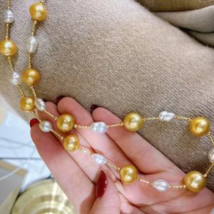 Nuevo Collar de Perlas Naturales Púrpuras de 11-12 mm, Elegantes Cuentas Doradas para un Regalo Sencillo y Moderno - Product Image 1