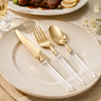 Ensemble de couverts en plastique argenté avec manche côtelé de couleur personnalisée, couverts en plastique réutilisables pour la décoration de table de mariage, banquet, fête