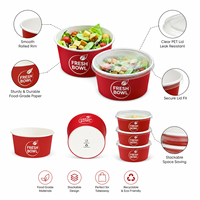 Bol en papier kraft avec couvercle, impression personnalisée, qualité alimentaire, résistant aux fuites, empilable, 16 oz, 24 oz, 32 oz, pour salade à emporter