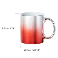 Vente chaude en gros de tasse en céramique plaquée couleur dégradée par sublimation de 11oz
