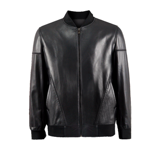 Giacca da Motociclista in Vera Pelle Impermeabile <span class=keywords><strong>Nera</strong></span> Stile Pilota Classico con Logo Personalizzato all'Ingrosso - Product Image 4