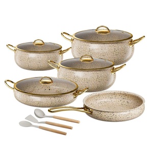 12-Piece <strong>Pot</strong> <strong>Set</strong> With Lid Frying Pan Soup <strong>Pot</strong> and Silicone Spoon Wholesale Luxury Non-Stick Pan Kitchenware - Product Image 1