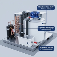 Machine à glace en flocons industrielle, machine à glace commerciale pour la pêche, la transformation alimentaire et les produits frais