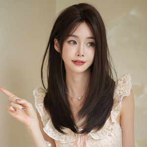 Ainizi 2025 Thiết Kế Mới Hàn Quốc Phong Cách 60Cm Dài Thẳng Màu Đen Nâu Không Cắt Ren Tóc Giả Tổng Hợp U Phần Ren Tóc Giả - Product Image 2