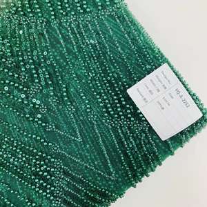 장미 무늬 3D 꽃 스팽글 레이스 원단 핑크 웨딩 드레스 스팽글 고급 튤 신부 비즈 레이스 원단 - Product Image 1