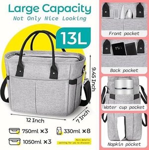 Elegante borsa da pranzo per adulti, elegante e funzionale, con grande Tote, per pranzo, per adulti, per Picnic da lavoro, progettata - Product Image 1