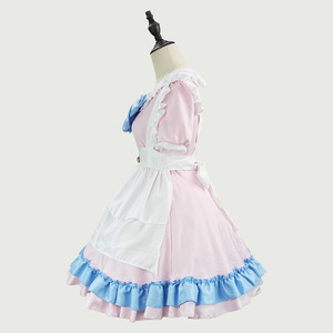 Sweet Maid Outfit Pink White Bell Collar Cosplay Costume Plus Size Halloween Dress Anime Role Play Costume - Product Image 3
