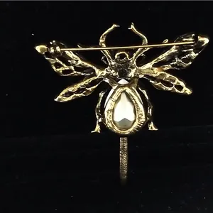 Fast Dispatch New Style Vintage novel Brass Pearl suit work dragonfly pin Brooches For Women