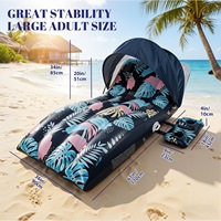 Bouée gonflable en forme de S à motif forêt tropicale avec auvent pare-soleil, dossier et porte-gobelets, radeau flottant pour l'eau