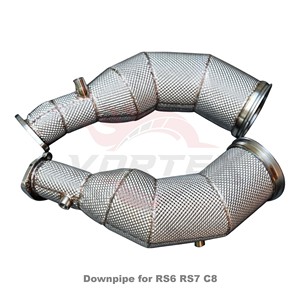 Vortex SS304 Downpipe for Audi RS6 RS7 C8 Heat Shield Performance Racing Sound EA825 V8 - Product Image 2