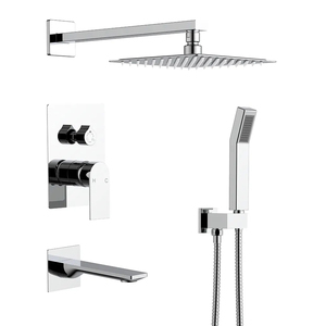 Système <span class=keywords><strong>de</strong></span> robinetterie <span class=keywords><strong>de</strong></span> douche <span class=keywords><strong>de</strong></span> luxe noir pour salle <span class=keywords><strong>de</strong></span> <span class=keywords><strong>bain</strong></span>, ensemble mural en acier inoxydable avec pommeau <span class=keywords><strong>de</strong></span> douche pluie et poignée pour baignoire - Product Image 4
