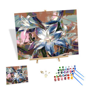 Kit de <span class=keywords><strong>peinture</strong></span> à l'huile sur toile encadrée pour décoration d'intérieur avec numéros de fleurs abstraites peintes à la main - Product Image 1