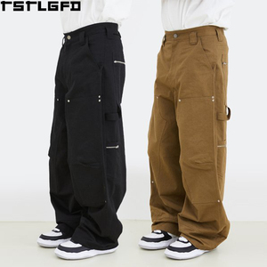 Pantalones Vintage Personalizados de Lona Gruesa, Estilo Cargo, Anchos, con Doble Rodilla, para Trabajo, Tipo Carpintero, para Hombre - Product Image 1