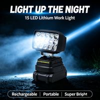 Lampe de travail rechargeable à 15 LED, projecteur LED portable sans fil pour le camping en plein air, les chantiers de construction
