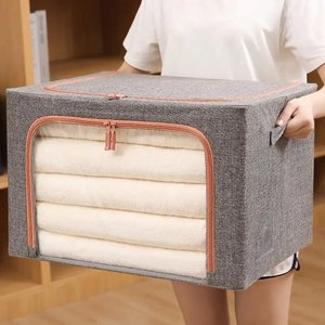 Boîte de rangement en tissu pliable en coton et lin avec logo personnalisé 24L/66L/100L Organisateur de boîtes à vêtements Organisateur de boîtes à vêtements Bacs - Product Image 6