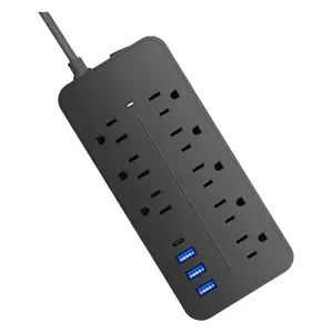 OSWELL-Prise de rallonge multifonctionnelle à 8 prises, 3 prises USB, protection contre les surtensions