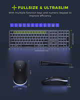 Rechargeable 2.4G USB LED rétro-éclairé clavier souris Combo sans fil clavier et souris ensemble Laser russe arabe thaï coréen en Stock