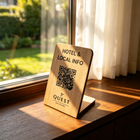 Support de présentation de code QR NFC en bois massif écologique personnalisé pour avis Google, pour bureau, table, restaurant, café, entreprise