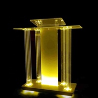 Pupitre en Acrylique Transparent avec Roues, Chaires Roulantes pour Églises, Pupitre de Sol Roulant avec Lumière, pour Salles de Conférence et Églises