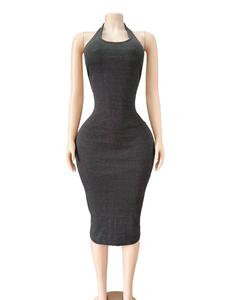 PEEQI FC1218 Nuovo <span class=keywords><strong>Abito</strong></span> <span class=keywords><strong>Midi</strong></span> da <span class=keywords><strong>Donna</strong></span> Primaverile, Monocolore, Senza Maniche, con Scollo all'Americana e Schiena Scoperta, Vestito Aderente Casual ed Elegante - Product Image 5