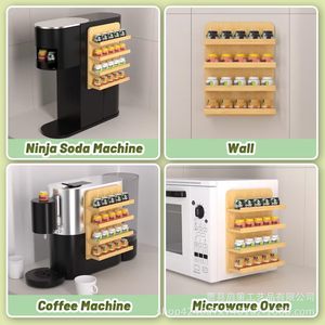 Estante de almacenamiento de madera de varios niveles, 4 capas, gran capacidad para cápsulas de café, bolsitas de té, estante organizador de bebidas, uso en escritorio - Product Image 4