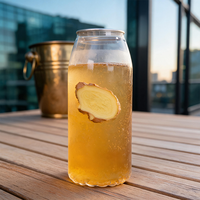 Canette à boisson en PET anti-fuite avec couvercle facile à ouvrir, contenant transparent pour bière au gingembre et boissons gazeuses 650 ml