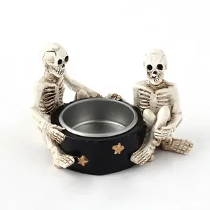Dernier style, vente en gros, haute qualité, décoration d'<span class=keywords><strong>Halloween</strong></span> personnalisée, deux squelettes humains avec porte-bougie - Product Image 1