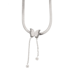 Collar de Acero Inoxidable con Colgante de Oro Real Esmerilado, Cadena de Espina de Serpiente con Borla, Collar de Clavícula - Product Image 6